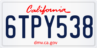CA license plate 6TPY538