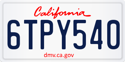 CA license plate 6TPY540