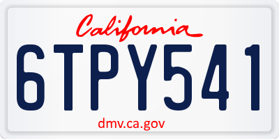 CA license plate 6TPY541