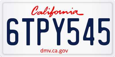 CA license plate 6TPY545