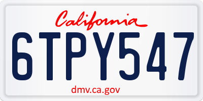 CA license plate 6TPY547