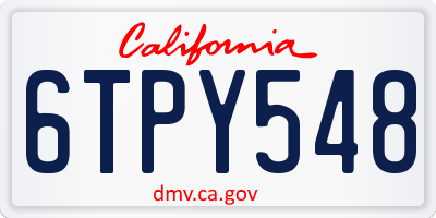 CA license plate 6TPY548