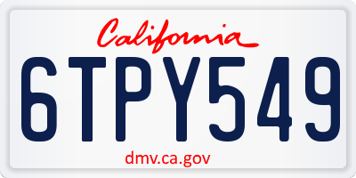 CA license plate 6TPY549