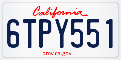 CA license plate 6TPY551