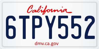 CA license plate 6TPY552