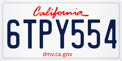 CA license plate 6TPY554