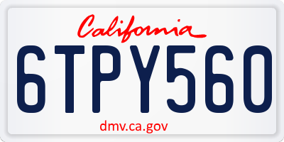 CA license plate 6TPY560