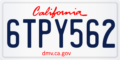 CA license plate 6TPY562