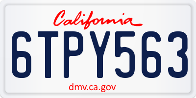 CA license plate 6TPY563