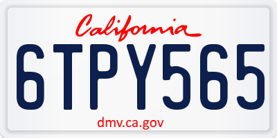 CA license plate 6TPY565