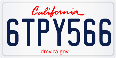 CA license plate 6TPY566