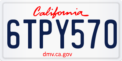 CA license plate 6TPY570