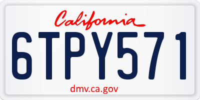 CA license plate 6TPY571