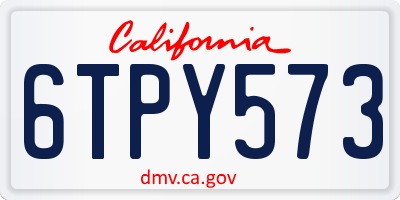 CA license plate 6TPY573