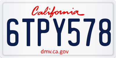 CA license plate 6TPY578