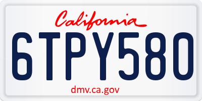 CA license plate 6TPY580