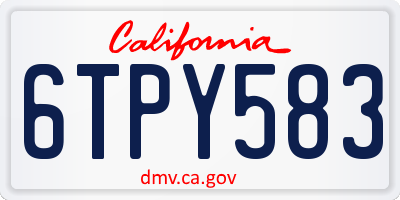 CA license plate 6TPY583