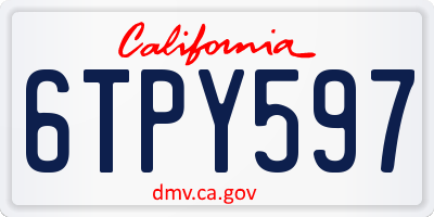 CA license plate 6TPY597