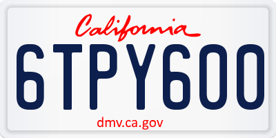 CA license plate 6TPY600