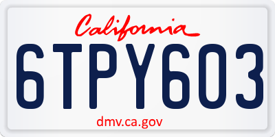 CA license plate 6TPY603