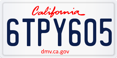 CA license plate 6TPY605
