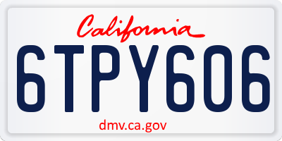 CA license plate 6TPY606