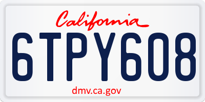 CA license plate 6TPY608