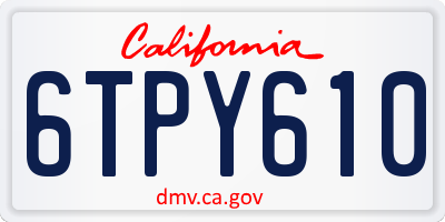 CA license plate 6TPY610