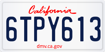 CA license plate 6TPY613