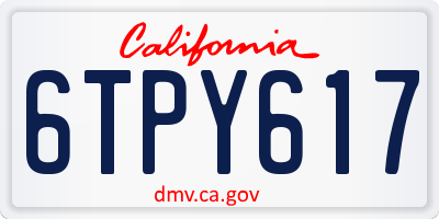 CA license plate 6TPY617