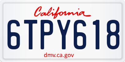 CA license plate 6TPY618