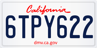 CA license plate 6TPY622