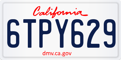 CA license plate 6TPY629