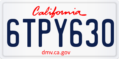 CA license plate 6TPY630