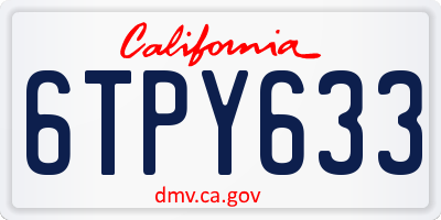 CA license plate 6TPY633