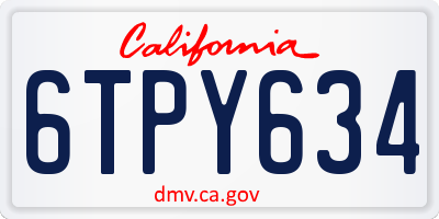 CA license plate 6TPY634