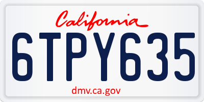 CA license plate 6TPY635