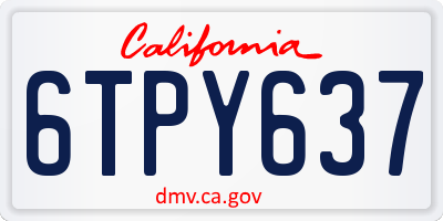 CA license plate 6TPY637