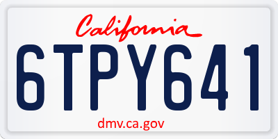 CA license plate 6TPY641