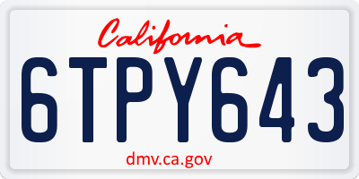 CA license plate 6TPY643