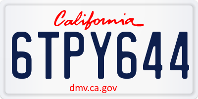 CA license plate 6TPY644