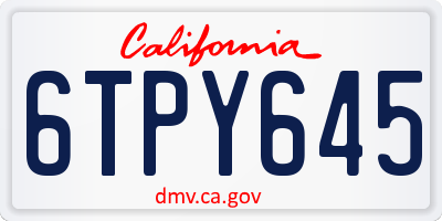 CA license plate 6TPY645