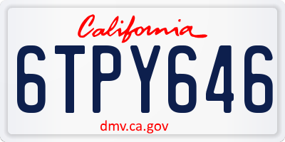 CA license plate 6TPY646