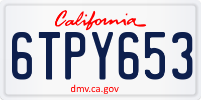 CA license plate 6TPY653