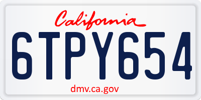 CA license plate 6TPY654