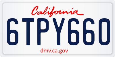 CA license plate 6TPY660