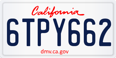 CA license plate 6TPY662