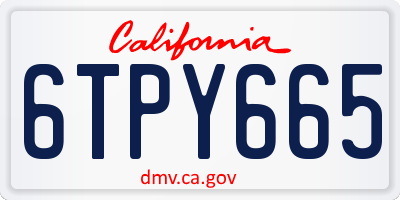 CA license plate 6TPY665