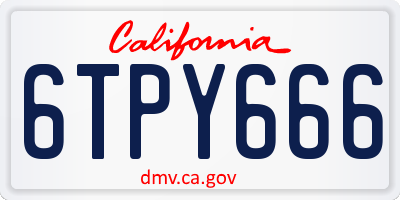 CA license plate 6TPY666