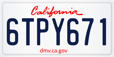 CA license plate 6TPY671